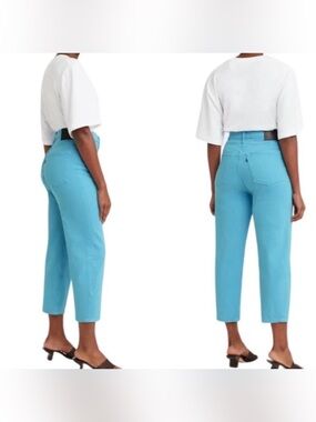 Levi’s Made & Crafted Barrel Crop  High-Waist  organic Jeans in Bright Aqua 25
